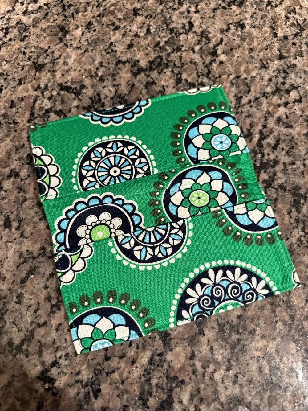 Vera Bradley Green Floral Print Checkbook Cover
